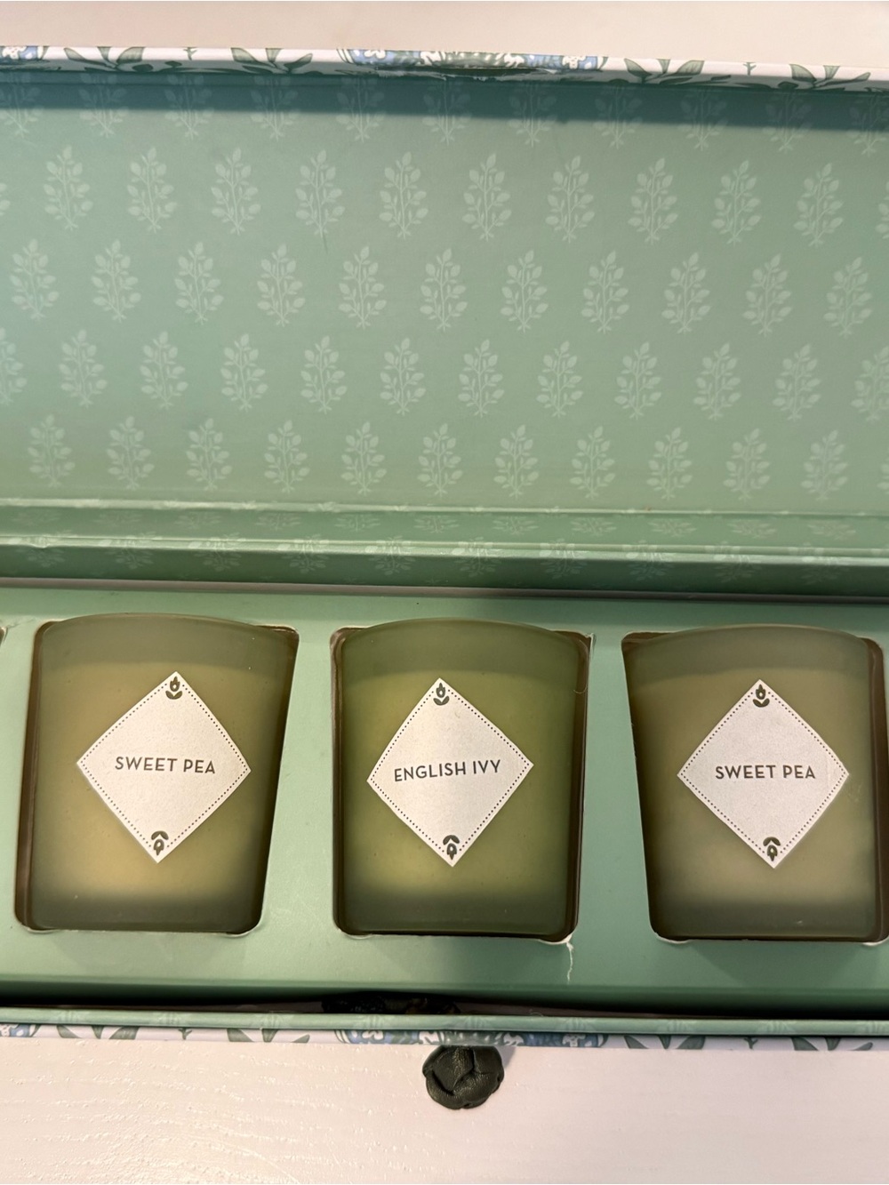 Two's Company Sweet Pea & English Ivy Votive Candle Trio - Green